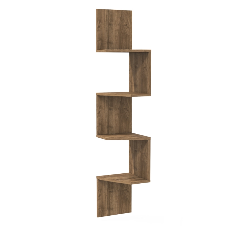 Ugaona zidna polica DESALDO 155,2x29,6 cm braon