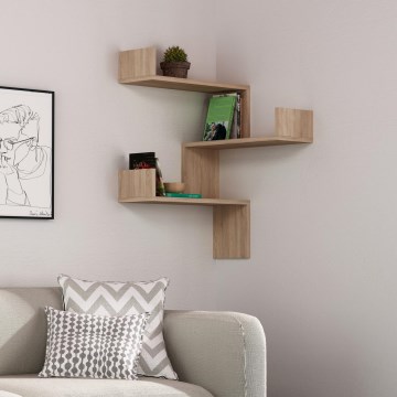 Ugaona zidna polica LUKSA 90x60 cm braon