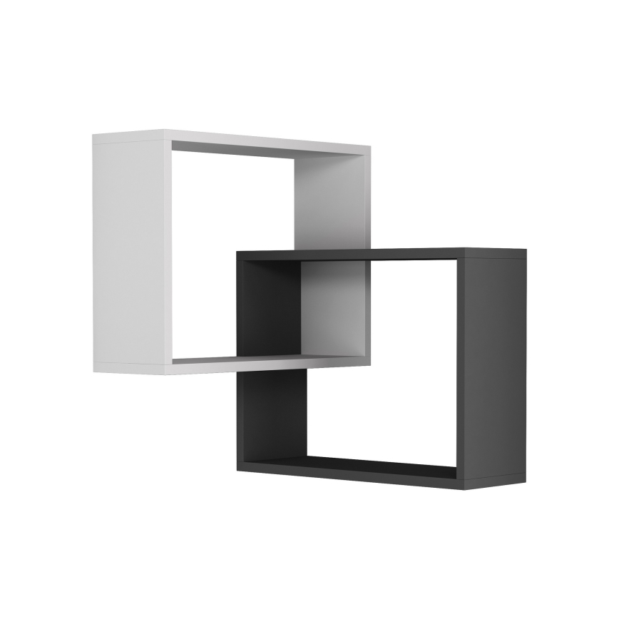 Ugaona zidna polica RING 68x68 cm bela/antracit