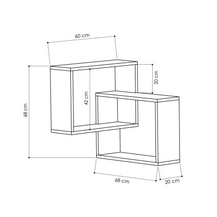 Ugaona zidna polica RING 68x68 cm bela/antracit