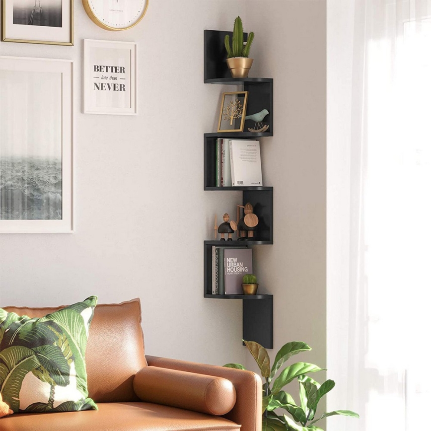 Ugaona zidna polica SNAKE crna