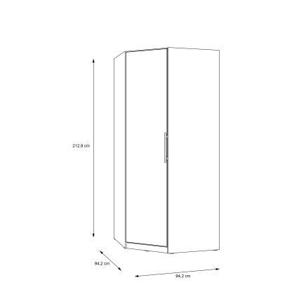 Ugaoni ormar MARO 94x213 cm, hrast artisan