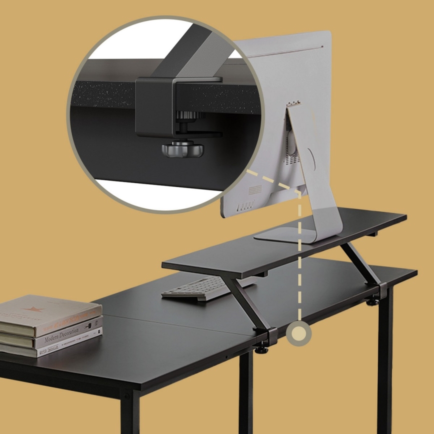 Ugaoni pisaći sto SOLEA, crne boje