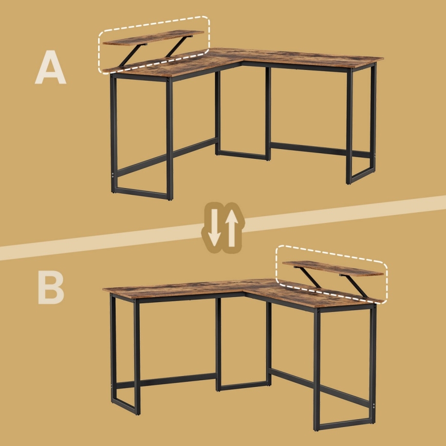 Ugaoni pisaći sto SOLEA, crne boje