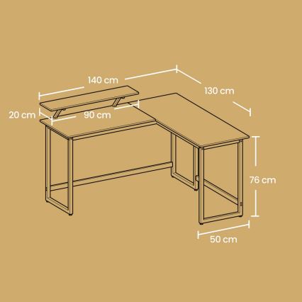 Ugaoni pisaći sto SOLEA, crne boje