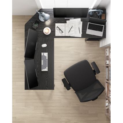 Ugaoni pisaći sto SOLEA, crne boje