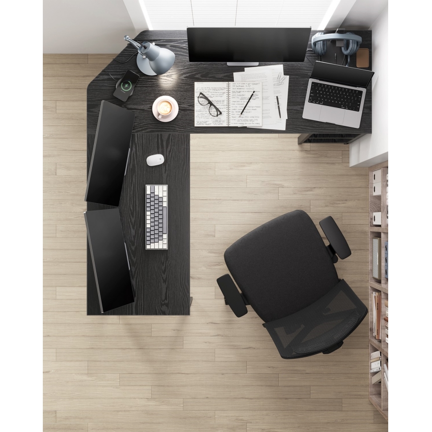 Ugaoni pisaći sto SOLEA, crne boje