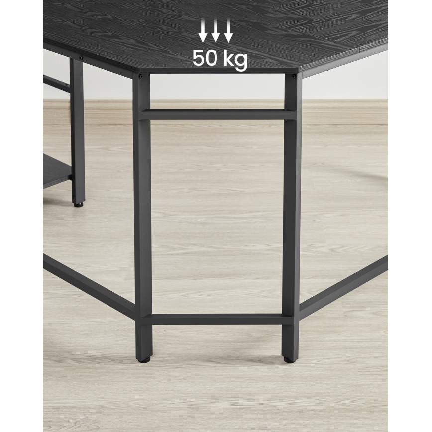 Ugaoni pisaći sto SOLEA, crne boje