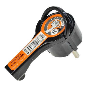 Ugaoni utikač 230V/16A crni