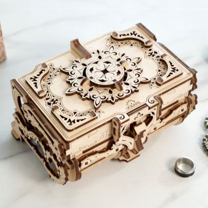 Ugears - 3D drveni mehanički model Starinska kutija za nakit