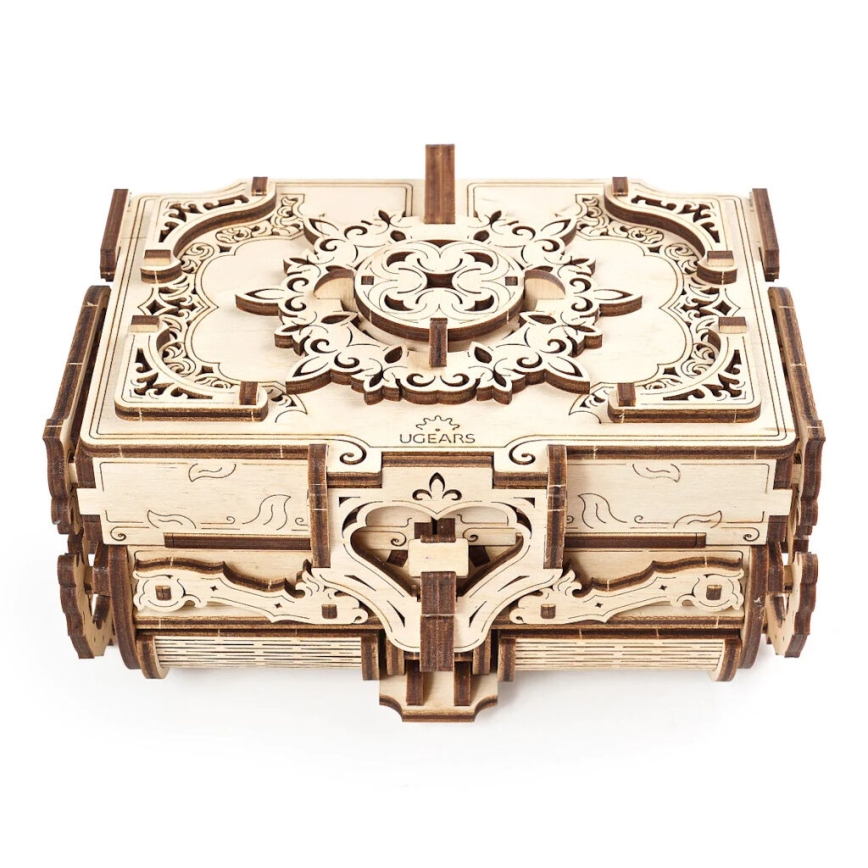 Ugears - 3D drveni mehanički model Starinska kutija za nakit