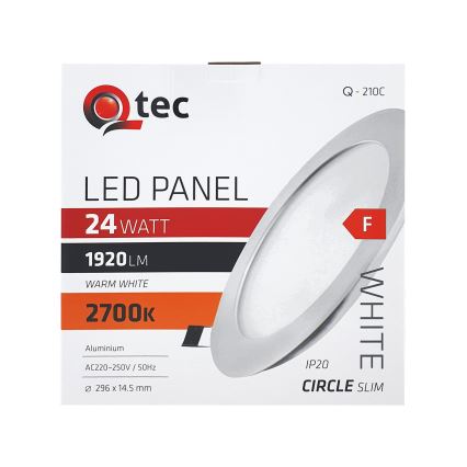 LED ugradna plafonska svetiljka QTEC LED/24W/230V 2700K prečnik 29,6 cm