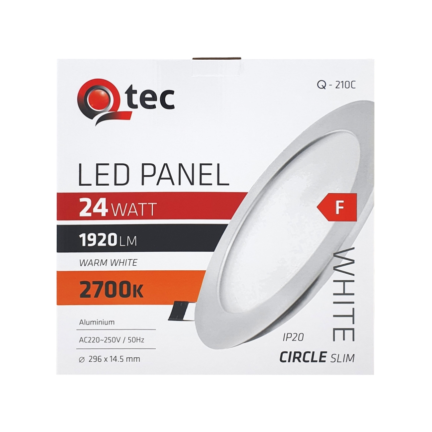 LED ugradna plafonska svetiljka QTEC LED/24W/230V 2700K prečnik 29,6 cm