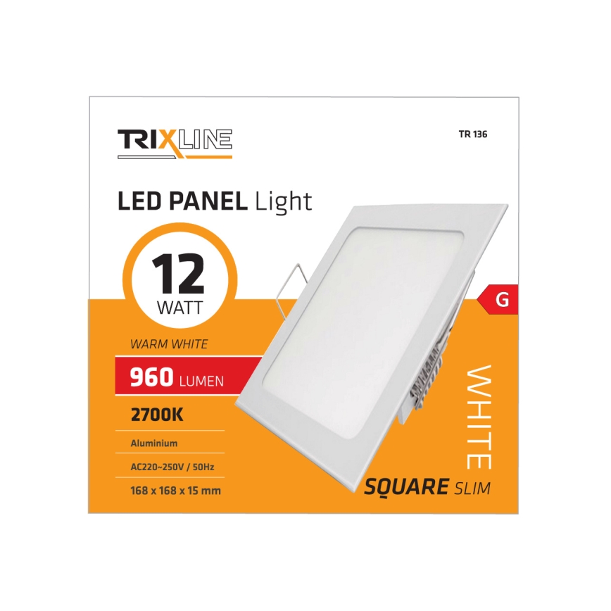 Ugradna LED svetiljka SQUARE LED/12W/230V 2700K