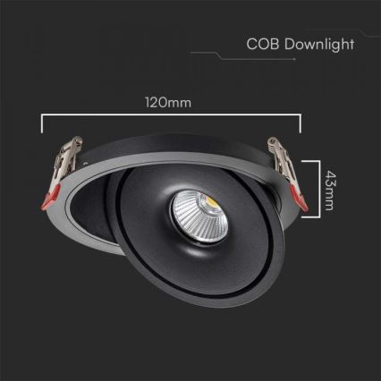 Ugradna LED tačkasta svetiljka LED/12W/230V 3000/4000/6400K Ø 12 cm crna