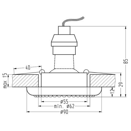 Ugradna plafonska svetiljka SOC 1xGU10/50W/230V