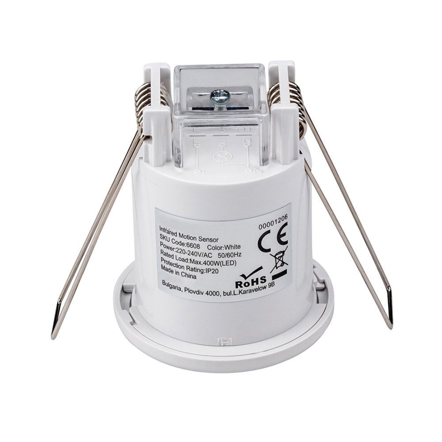Ugradni PIR senzor pokreta 360° 400W/230V, beo