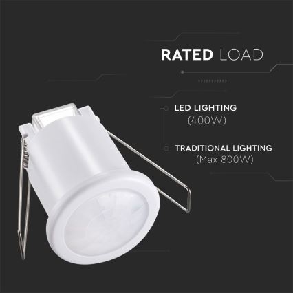 Ugradni PIR senzor pokreta 360° 400W/230V, beo