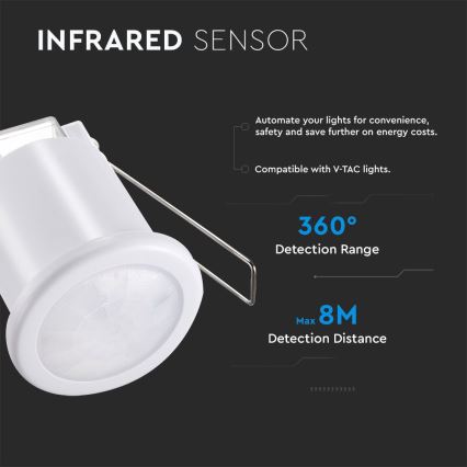 Ugradni PIR senzor pokreta 360° 400W/230V, beo