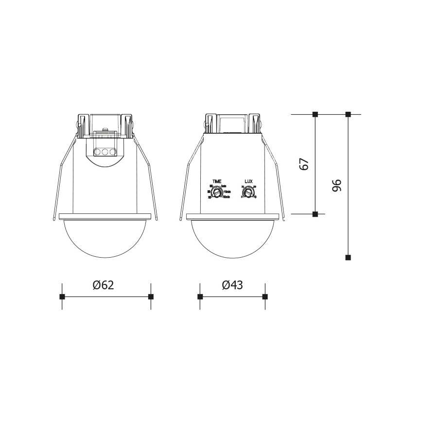 Senzor pokreta i sumraka ugradni 360° 1200W/230V IP54 crni