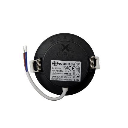 Ugradno LED svetlo CIRCLE, 3 W, 230 V, 4000 K, prečnik 9 cm, crno