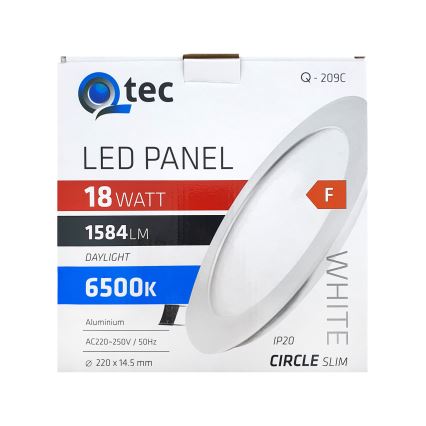 LED ugradna svetiljka QTEC LED/18W/230V 6500K prečnik 22 cm
