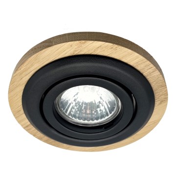 Ugradno stropno svetlo TOBBY 1xGU10/20W/230V, prečnik 11,5 cm, hrast/crna