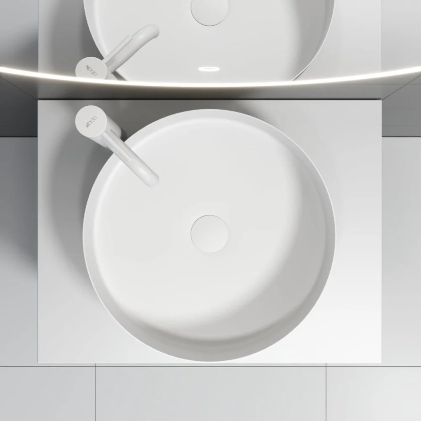 Umivaonik za ugradnju na radnu ploču LJORDAL, prečnika 40 cm, čelik/bela
