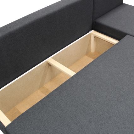 Univerzalna razvlačna ugaona garnitura sa prostorom za odlaganje u obliku L ALMEIDA antracit