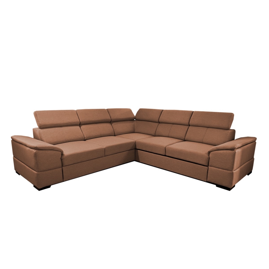 Univerzalna ugaona garnitura na razvlačenje sa prostorom za odlaganje GRANADA braon