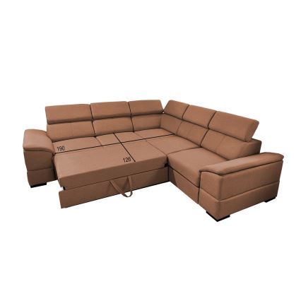 Univerzalna ugaona garnitura na razvlačenje sa prostorom za odlaganje GRANADA braon