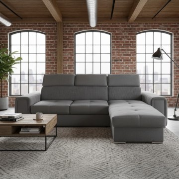 Univerzalna ugaona razvlačna garnitura u obliku L sa spremištem SALVADA tamno siva