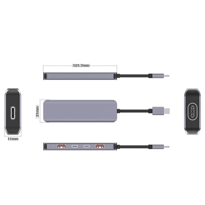 USB-C hub 5 u 1 sa podrškom za Power Delivery (PD) 100 W