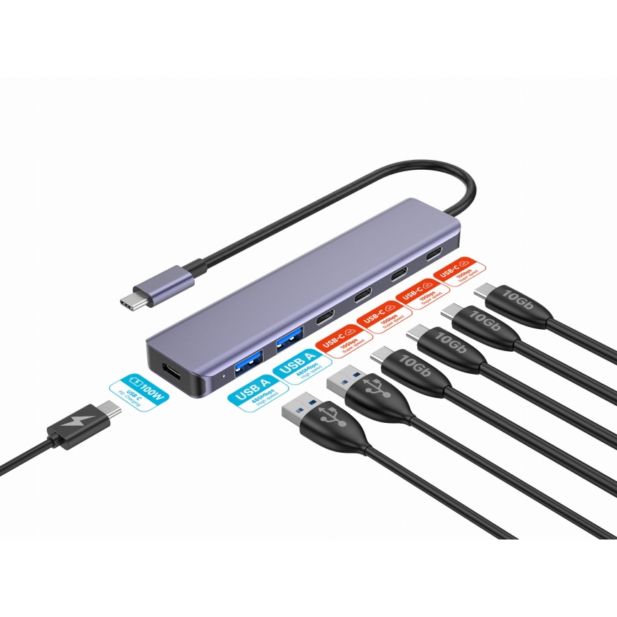 USB-C hub 7 u 1 Power Delivery 100 W