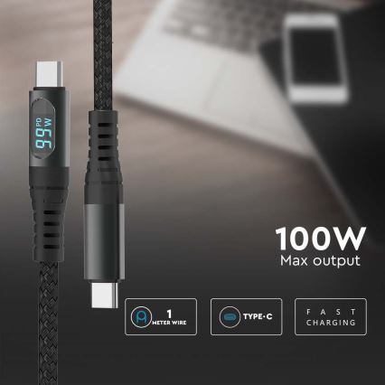 USB-C kabl sa LED displejom 100W 1 m