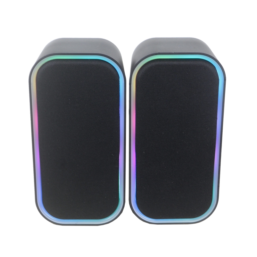 USB zvučnici sa RGB osvetljenjem 2x3W/5V, crni