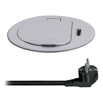Utični stubić za radnu ploču stola 1×230 V + USB‑C Power Delivery, srebrna/crna