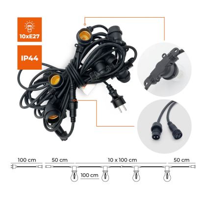 Vanišnja dekorativna girlanda MIMOSA 10xE27/1,3W/230V IP44 10 m