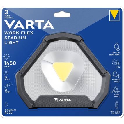 Varta 18647101401 - Prenosna LED baterijska svetiljka WORK FLEX LED/12W/5V 5200 mAh IP54