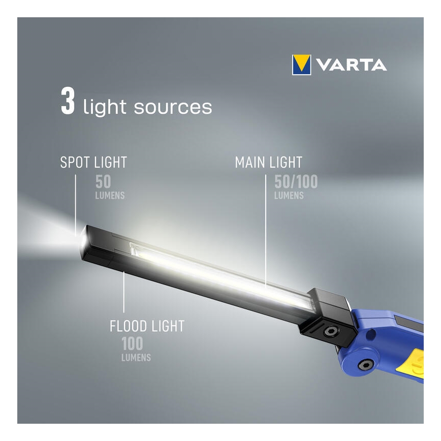 Varta 18649101401 - LED punjiva radna svetiljka WORK FLEX F20R LED/5V IP54