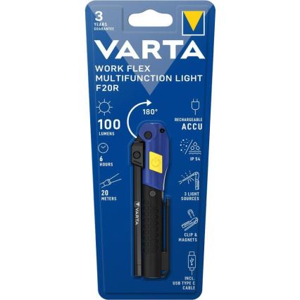 Varta 18649101401 - LED punjiva radna svetiljka WORK FLEX F20R LED/5V IP54
