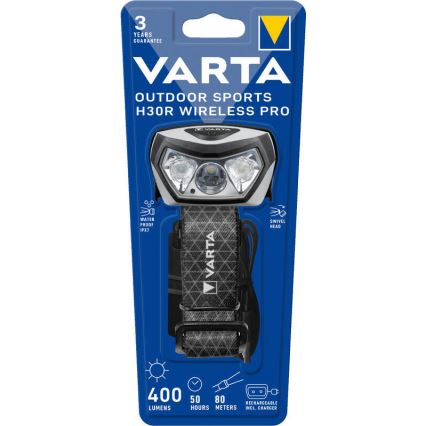 Varta 18650101401 - LED prigušiva punjiva lampa za glavu sa bežičnim punjenjem za sport i aktivnosti na otvorenom LED/5V 1800 mAh IPX7