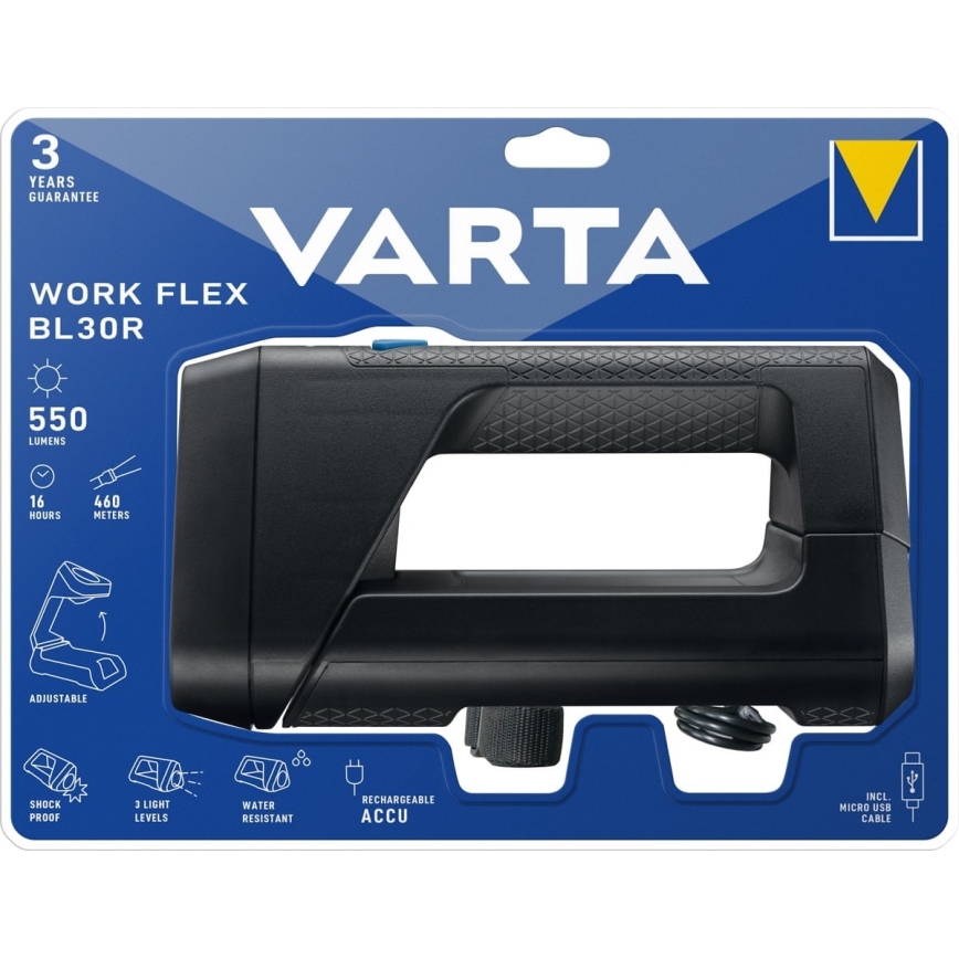 Varta 18684101401 - Prenosna LED baterijska lampa WORK FLEX LED/5W/5V 2600mAh IPX4