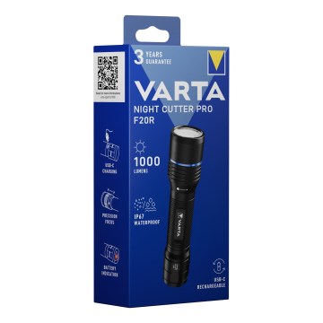 Varta 18920101111 - Punjiva LED baterijska lampa NIGHT CUTTER PRO F20R LED/USB IP67 2600 mAh