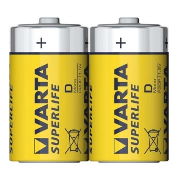 Varta 2020 - 2 kom cink-ugljene baterije SUPERLIFE D 1,5 V