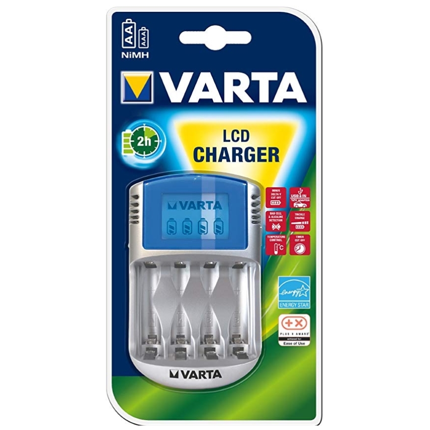 Varta 57070 - LCD punjač baterija 4xAA/AAA 100-240V/12V/5V