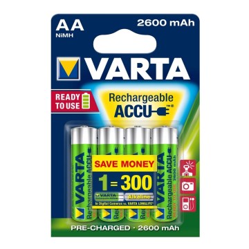 Varta 5716 - set od 4 punjivih AA baterija (NiMH) 2600 mAh, 1,2 V