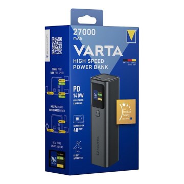 Varta 57984101111 - Power bank sa LED displejom Power Delivery 27000 mAh/140W/3,7V