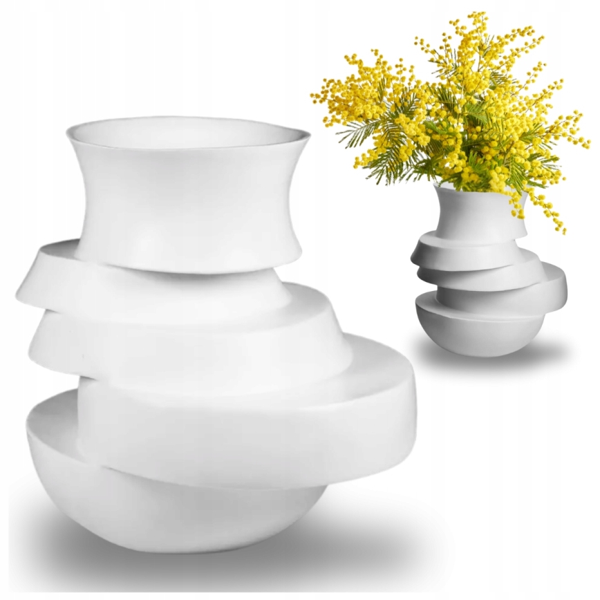 Vaza 33x31 cm od smole, bela