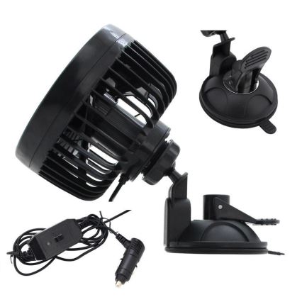 Ventilator sa prianjalicom za automobil 9W/12V, crni
